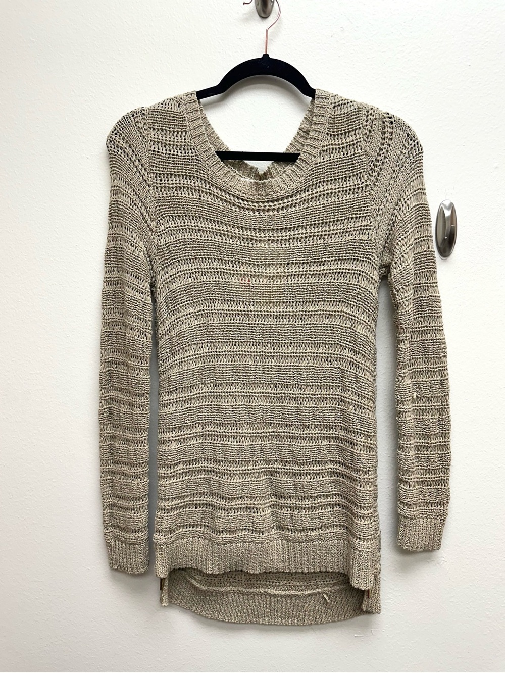 NWT Michael Kors Beige Knit Women's Sweater w/side zippers Size S